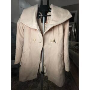 Runway New York double breasted cashmere pea dress coat blush mid length Sz M